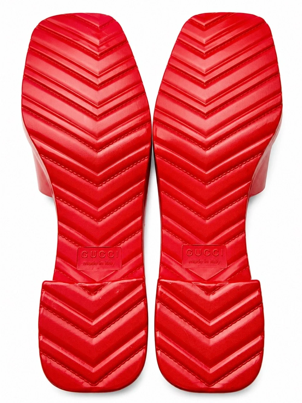 Gucci Red Jelly Rubber Logo Women’s Slide Sandals Thick Heels 39